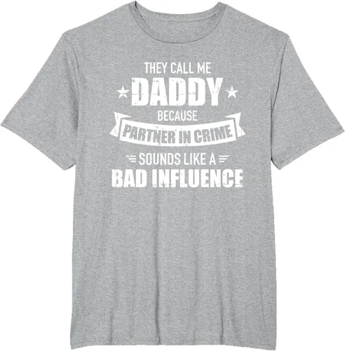 Vista 40 de Call me dad partner in crime bad influence camiseta divertida regalo papá, Negro, S