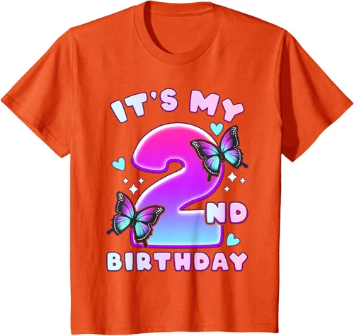 Vista 37 de Camiseta de 2º cumpleaños para niña de 2 años con mariposas y número 2 Negro