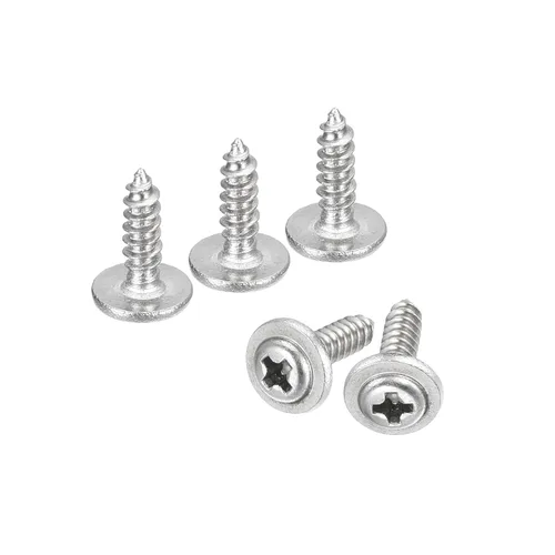 Vista 9 de uxcell ST3x6mm Phillips Pan Head Tornillo Autorroscante con Arandela, 100 piezas - Tornillo de madera de acero inoxidable 304 rosca completa (plata)