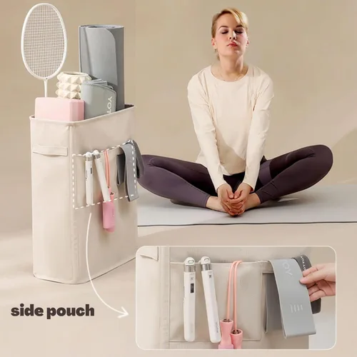 Vista 5 de Estante de almacenamiento para gimnasio en casa, organizador de entrenamiento, equipo de ejercicio para correas de esterilla de yoga, tapete de yoga