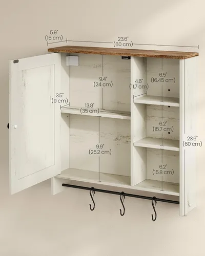 Vista 2 de SONGMICS Home Gabinete de pared de baño, montaje rápido Snapsemble