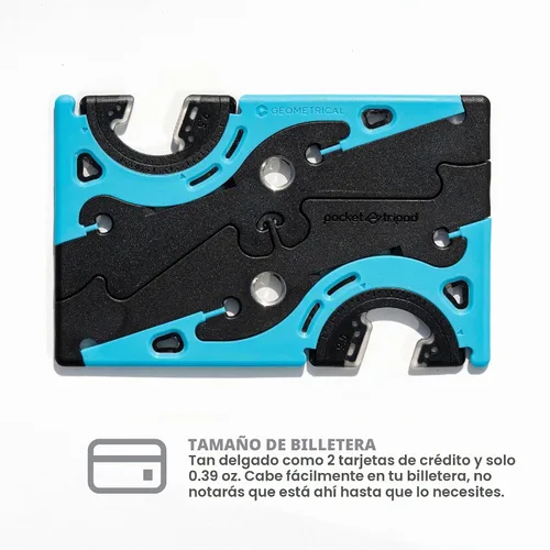 Vista 2 de GEOMETRICAL Trípode de bolsillo PROv2 - Soporte tamaño tarjeta, para iPhone, kit universal azul alienígena