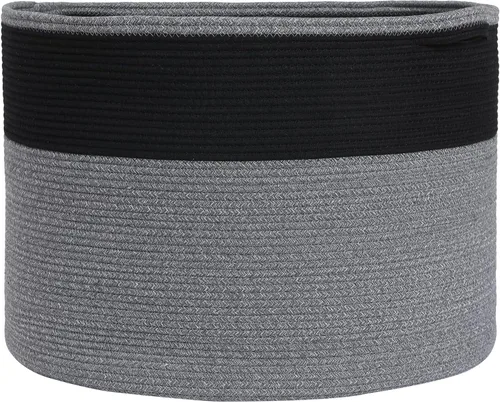 Vista 16 de Cesta grande de cuerda de algodón de tamaño máximo de 24 x 24 x 17 pulgadas, cesta de almacenamiento extragrande, cesta de lavandería tejida