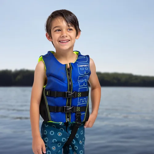 Vista 2 de O'Brien Chaleco salvavidas CGA con espalda en V Flex para niños, color azul