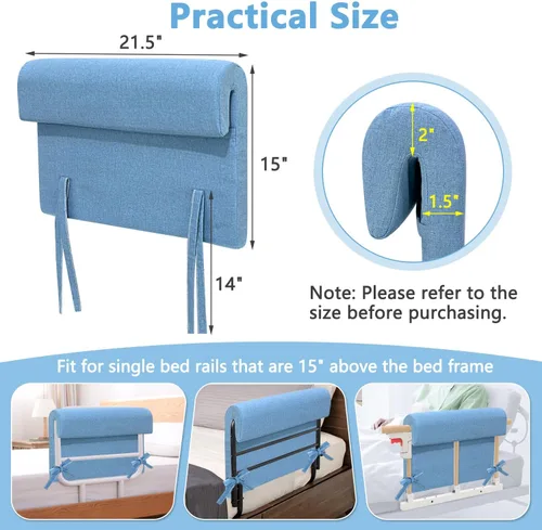 Vista 3 de KAAMOS Cojín acolchado para riel de cama, fundas acolchadas para camas de hospital, protector de caídas de camas, almohadillas de barrera
