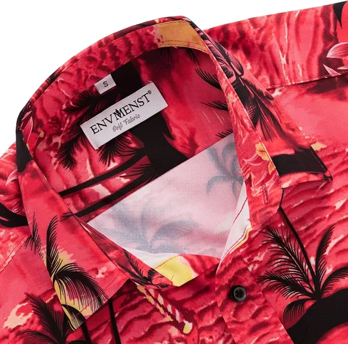 Vista 4 de ENVMENST Hawaiian Shirt for Men Short Sleeve Beach Printed Summer Button Down Aloha Shirt(S-3XL)