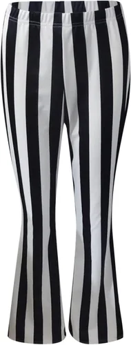 Vista 4 de Maryia Pantalones acampanados de cintura alta con estampado de rayas, talla grande, casual, pierna ancha, a la moda, pantalones de palazzo