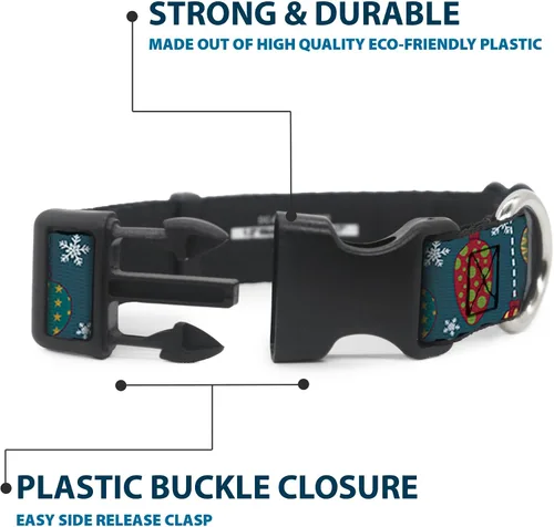 Vista 4 de buckle-down 9 – 15" Navidad Ornamentos/copos de nieve azul/blanco/multi color de plástico Clip Collar, Small