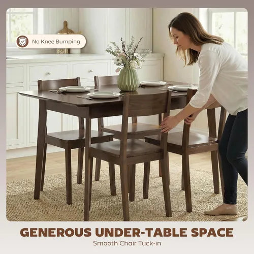 Vista 5 de HOMCOM Mesa de comedor moderna de mediados de siglo de 47 pulgadas para 4, mesa de cocina rectangular con acabado de grano de madera, patas cónicas
