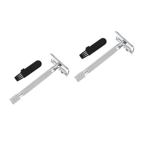 Vista 10 de Angoily 2 unids seguridad afeitadora barba recortadora reutilizable doble hoja más cercana afeitado durable hombres herramienta de afeitar