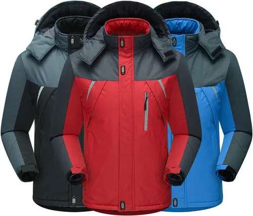 Vista 2 de Chaqueta impermeable de esquí impermeable para hombre, con capucha y forro polar de montaña