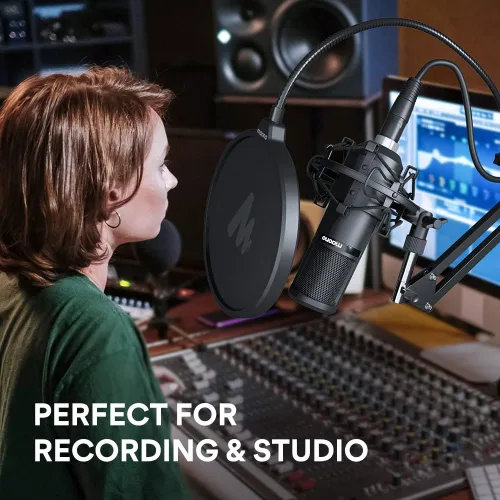 Vista 3 de MAONO Micrófono condensador XLR, micrófono de grabación profesional de estudio cardioide para transmisión, podcasting, canto, voz en off, voz