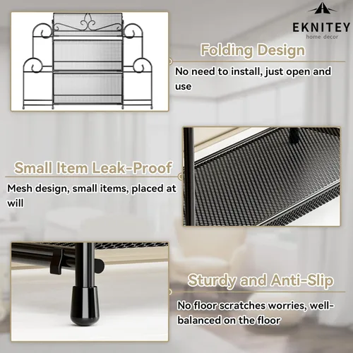 Vista 5 de EKNITEY Organizador de encimera de baño, organizador de especias de 3 niveles, organizador de encimera para el cuidado de la piel, para baño, Negro