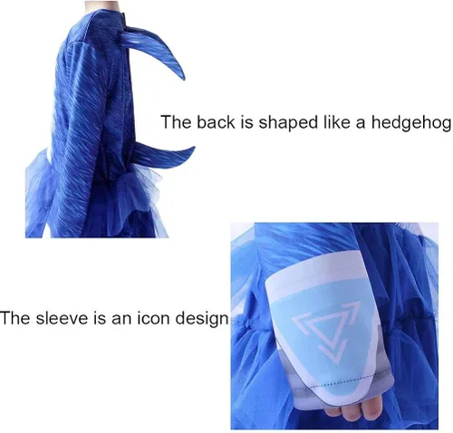 Vista 6 de Bulex The Eedgehog - Vestido de disfraz de erizo para niñas falda tutú de dibujos animados traje de traje para niños traje para la cabeza