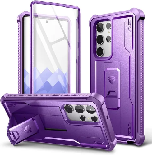 Vista 12 de Dexnor Funda para Samsung Galaxy S22 Ultra, [Protector de pantalla integrado y soporte] Protección de grado militar resistente de trabajo pesado a