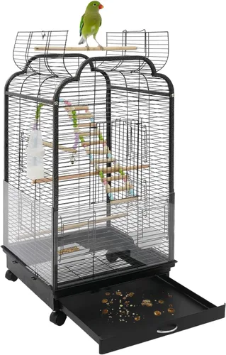 Vista 14 de 38in Rolling Bird Cages with Wheels and Pull-Out Tray(White)