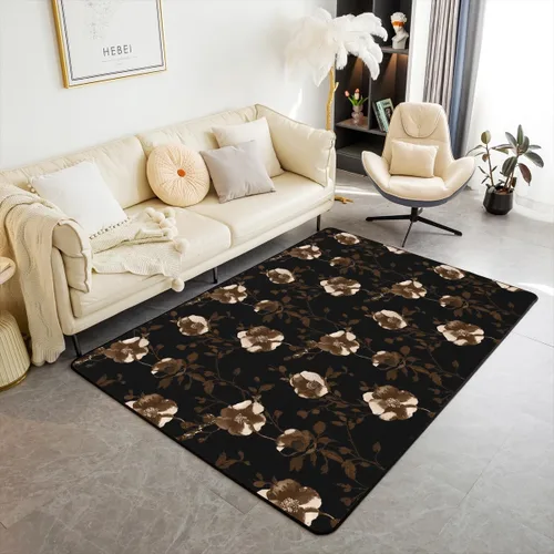 Vista 24 de jejeloiu Groovy Flower Area Rug 3x5 Retro Floral Boho Living Room Rugs for Bedroom 70S Hippie Groovy Flowers Bohemian Decor Carpet Psychedelic Beige