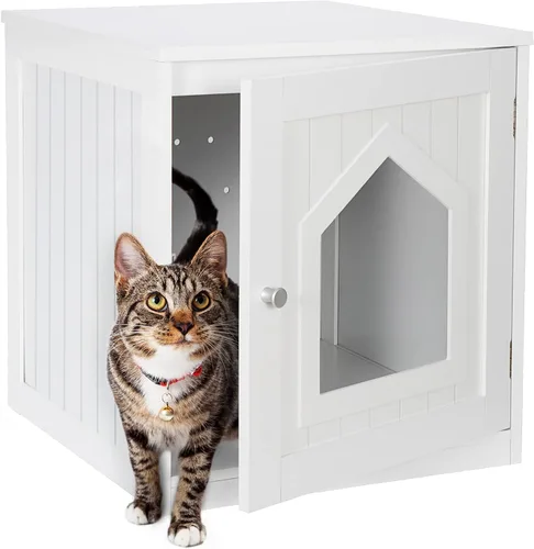 Vista 9 de Caja de arena para gatos, caja de arena oculta para gatitos, muebles para interiores, caja de gato, gabinete, casa, mesa auxiliar, mesita de noche