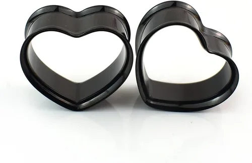 Vista 3 de 10 unidades5 pares de dilatadores de oreja en forma de corazón, tapones de acero inoxidable para estirador de oído, joyería para mujeres y hombres