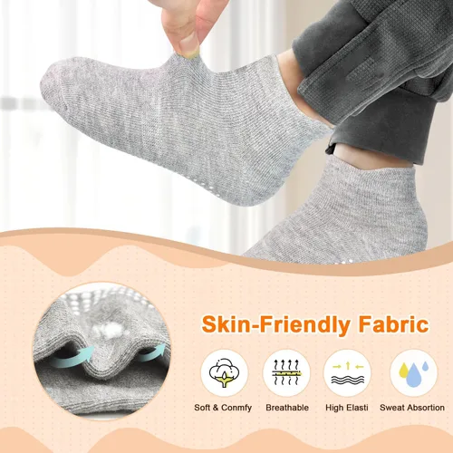 Vista 5 de ELUTONG - Calcetines antideslizantes para niños pequeños, paquete de 12 pares, calcetines de tobillo con agarre para bebés, niños y niñas de 0 a 7