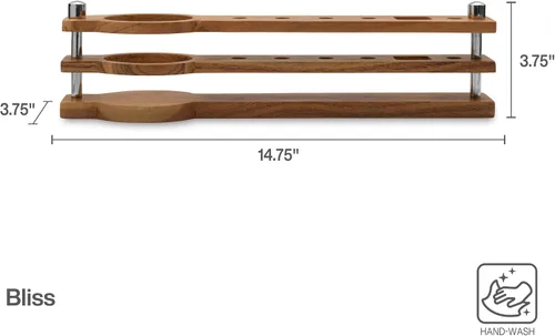 Vista 4 de Mikasa Juego de herramientas de barra Bliss con soporte de madera, 8 piezas