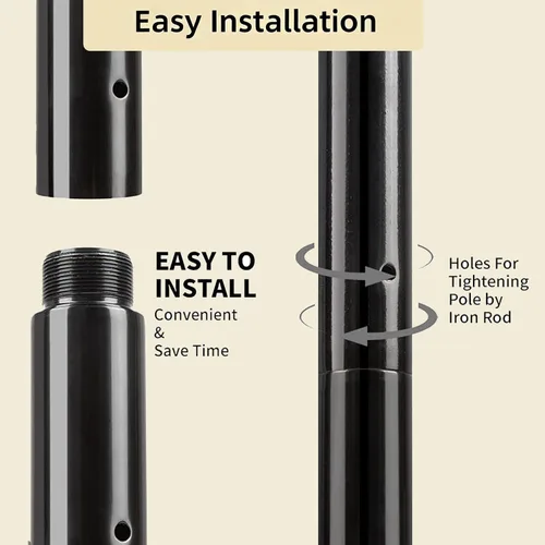 Vista 6 de Extensión de Tubo para Pole Dance de 45mm - Extensión de Tubo de Baile de 125/250/500mm, Fácil de Instalar, Extensión Cromada de Conexión Suave