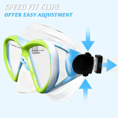 Vista 4 de ACQCES Gafas de natación para niños, máscara de buceo para niños y niñas de 5 a 15 años, gafas de natación antivaho de dos colores con cubierta