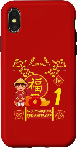 Vista 5 de iPhone 16 1 Año viejo Niños Año Nuevo Chino Decoración Rojo Sobre Caso