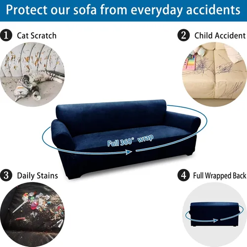 Vista 88 de Fundas para Sillón de 2 Piezas con Cojín en T, Fundas de Aspecto de Cuero para Sofá, Fundas para Sillas, Protector de Muebles Elástico, Funda