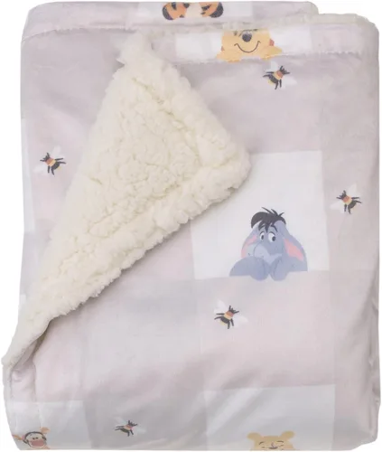 Vista 17 de Disney Classic Pooh Hunny Fun with Piglet and Tigger - Manta para bebé súper suave color blanco y gris pardo