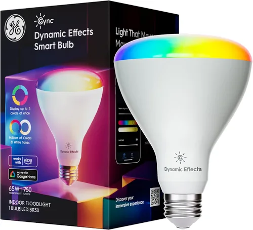 Vista 15 de Bombillas inteligentes GE Cync con efectos dinámicos LED A19, luces inteligentes Bluetooth y WiFi con cambio de color y sincronización de música