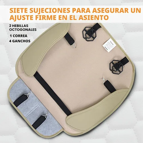 Vista 7 de Elantrip 2 Piezas Fundas de Asiento de Automóvil de Cuero Sintético Beige con Comodidad Acolchada y Bolsillos de Almacenamiento Impermeables