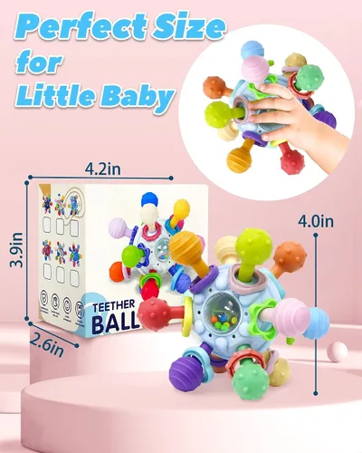 Vista 6 de Juguetes de Dentición para Bebés Mordedores para Bebés de 0-6 Meses Juguetes para Bebés Niñas Regalos para 0 3 6 9 12 Meses, Sonajeros para Recién