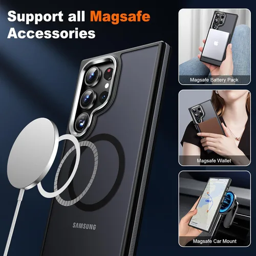 Vista 3 de JAME Funda para Samsung Galaxy S24 Ultra, [Compatible con MagSafe] [Protección de Grado Militar] [Agarre Antideslizante] Magnífico Bisel Protector