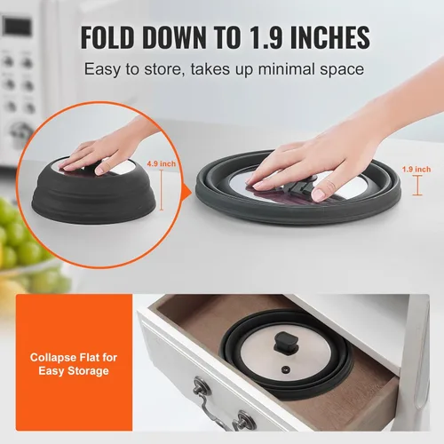 Vista 6 de VEVOR Cubierta y tapete para salpicaduras de microondas, tapa plegable de microondas de 10.8 pulgadas para alimentos, silicona resistente al calor