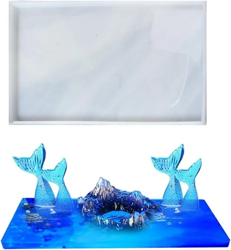 Vista 11 de Moldes grandes de resina de silicona, 3 moldes de resina de geoda de ágata, incluye 2 moldes cuadrados para posavasos cuadrados, molde rectangular