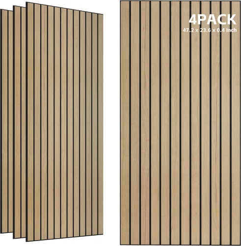 Vista 13 de TO-TH Juego de 4 paneles de pared insonorizados de 47.2 x 23.6 pulgadas con aspecto de madera, absorben el sonido, paneles acústicos grandes