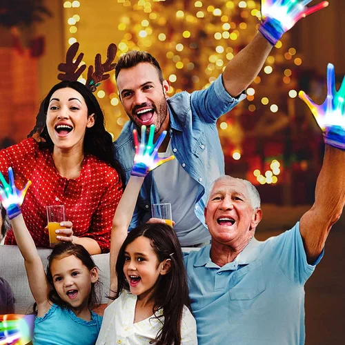 Vista 3 de LED Gloves For Kids Or Adults, Knuckles Costume Light Up Gloves, Cool Teen Boy Gifts, Christmas Party Gloves