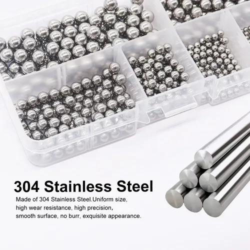 Vista 3 de weideer 430pcs Bolas de acero inoxidable de precisión bolas de rodamiento de bicicleta Bolas de mezcla de metal Kit surtido 1/4 "7/32" 3/16" 5/32