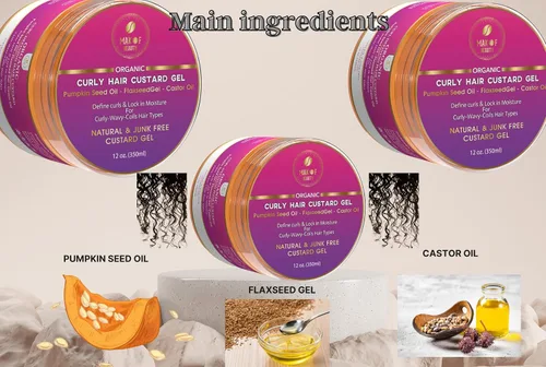 Vista 2 de MAKOF BEAUTY Gel de crema para definir y peinar rizos, mejora la definición de los rizos y la sujeción duradera. Con linaza, semilla de calabaza
