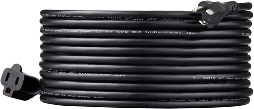 Vista 27 de Amazon Basics - Cable de extensión de 3 pies, extensor de toma de 3 clavijas, cable de extensión para interiores, 13 amperios, 125V, color negro