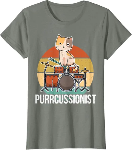 Vista 16 de Funny Percussion Drummer Drumming Drums Saying I Kitten Cat Camiseta, Negro, S