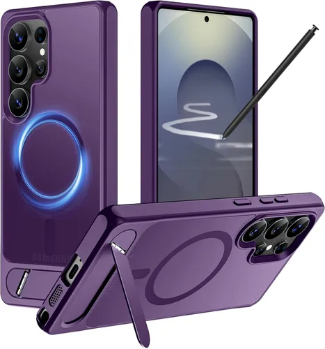 Vista 90 de Hualele - Funda magnética para Samsung Galaxy S24 Plus/S25 Plus con soporte de metal, [compatible con MagSafe]