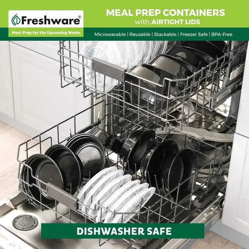 Vista 8 de Freshware Recipientes de preparación de comidas con tapas [paquete de 30] recipientes de almacenamiento de alimentos, caja Bento, sin BPA