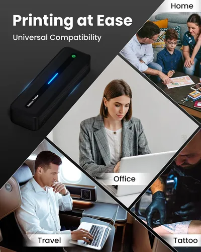 Vista 7 de Itari M832 - Impresoras portátiles inalámbricas para viajes, 8.5 x 11, color negro 300dpi Inkless Small Bluetooth Compact Mobile for Home Use