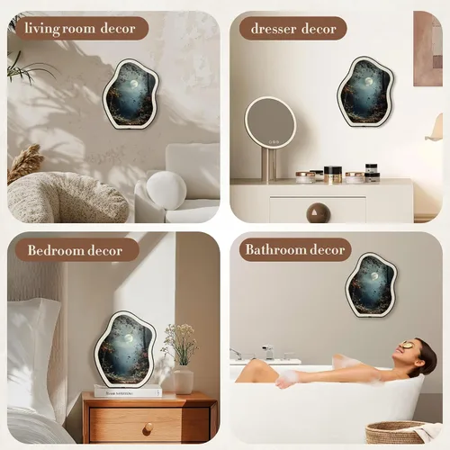 Vista 5 de KVEKVE Dark Academia - Decoración ovalada enmarcada para pared, paisaje gótico, naturaleza, luna Moody, decoración colgante, para pared o mesa