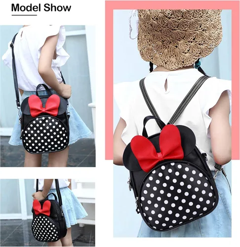 Vista 4 de Linda mochila de ratón para niñas mini mochila pequeña mochila para mujer bolsa de viaje para niña pequeña Negro 87 x 7 inch Mochila Minnie Mouse