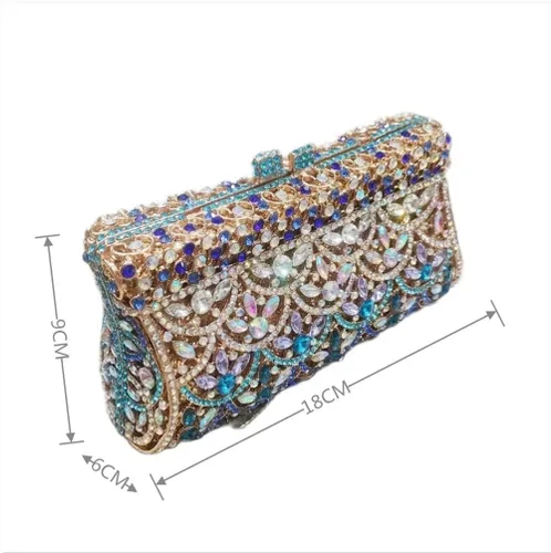 Vista 2 de WETYG - Bolsa de mano colorida para fiesta, boda, bolsa de noche de cristal, bolso de mano de novia, bolso de mano de noche (color D, talla 1)