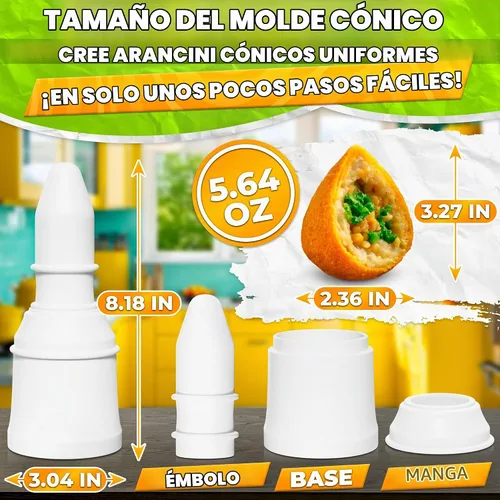 Vista 2 de Arancini Maker - Juego de 2 moldes para fabricar, 5.64 oz/5.65 onzas, plástico (blanco)