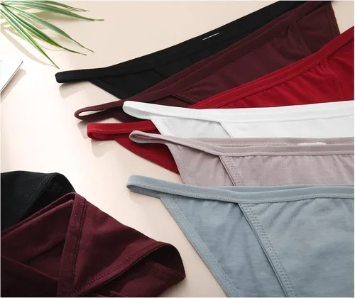 Vista 6 de LEVAO Women's Bikini Panties Cotton Underwear, Plus Size High Cut String Ladies Cheeky Underwear Multipack S-2XL